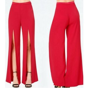 Red bebe High Slit Front Flared Pants size 4 New